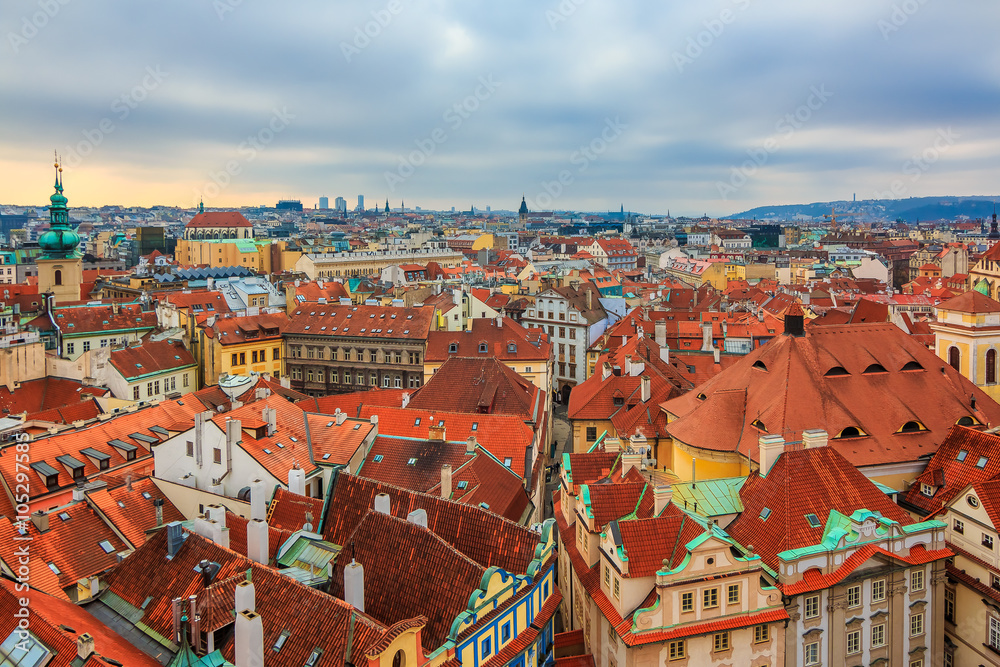 Traditional red roofs of Prague