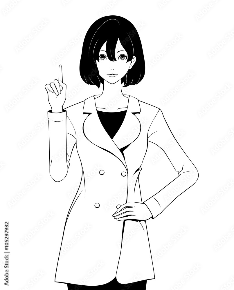 指を立てる女性 コート Stock イラスト Adobe Stock