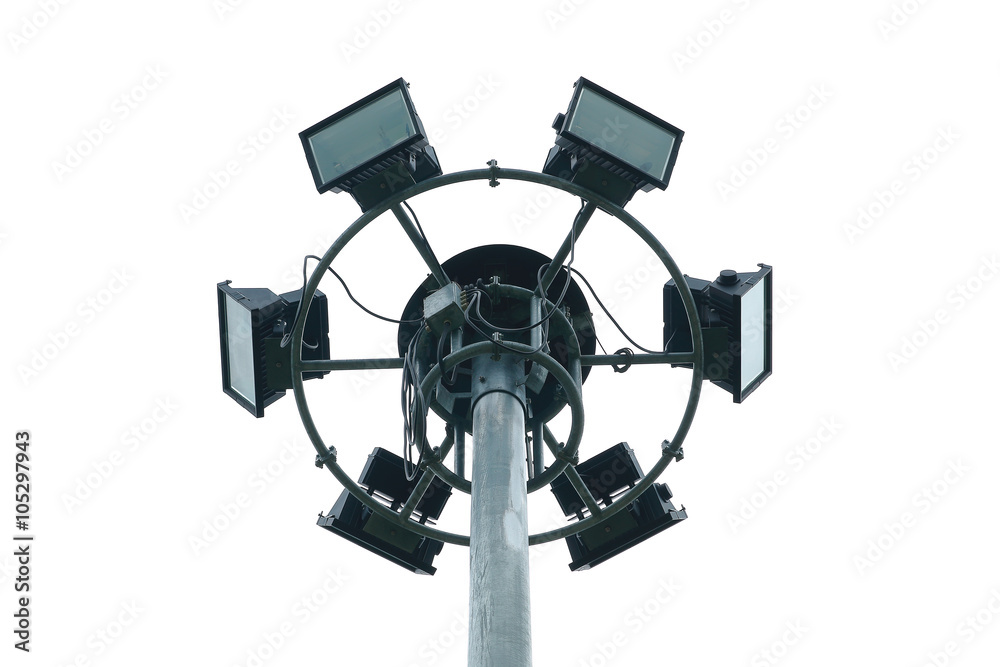 Spot light with pole isolated on white Spot light with pole isolated on white