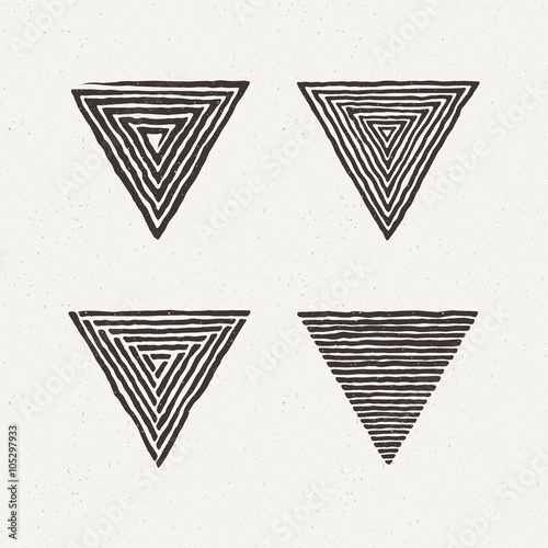 Triangle textures set. Vector illustration. Pattern geometric figure.