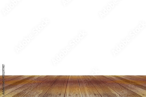 wooden table isolated on white background for put your products.