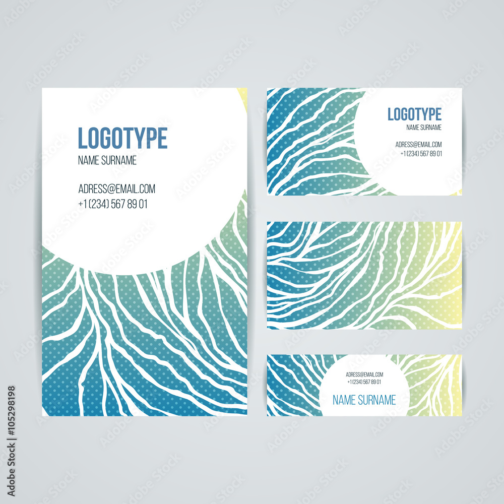 Set of vector design templates. Business card with adstract circle ornament. 
