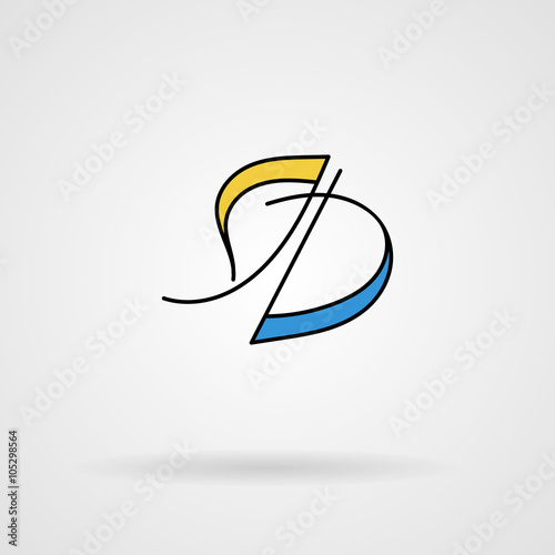 Orante lined letter inscribed in Art Nouveau style. Calligraphic signature.