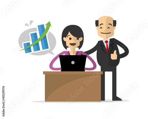 Businesswoman or employee get a successful work, congratulated by her boss