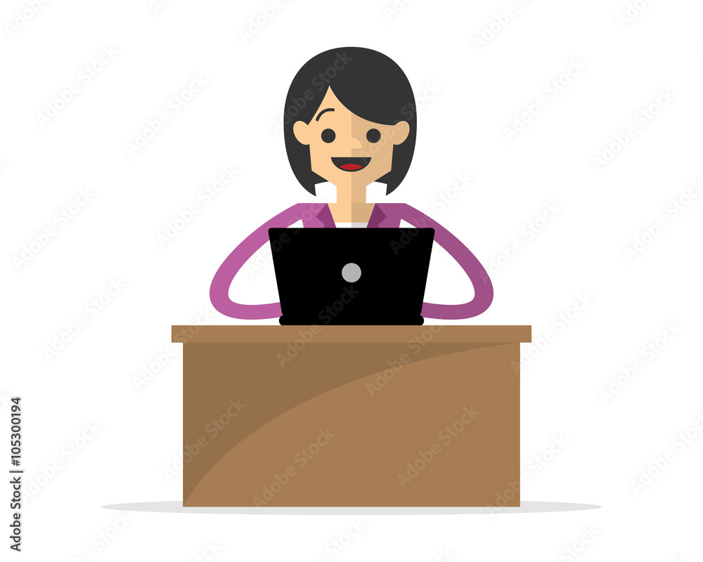Businesswoman or employee working at her desk Businesswoman or employee working at her desk