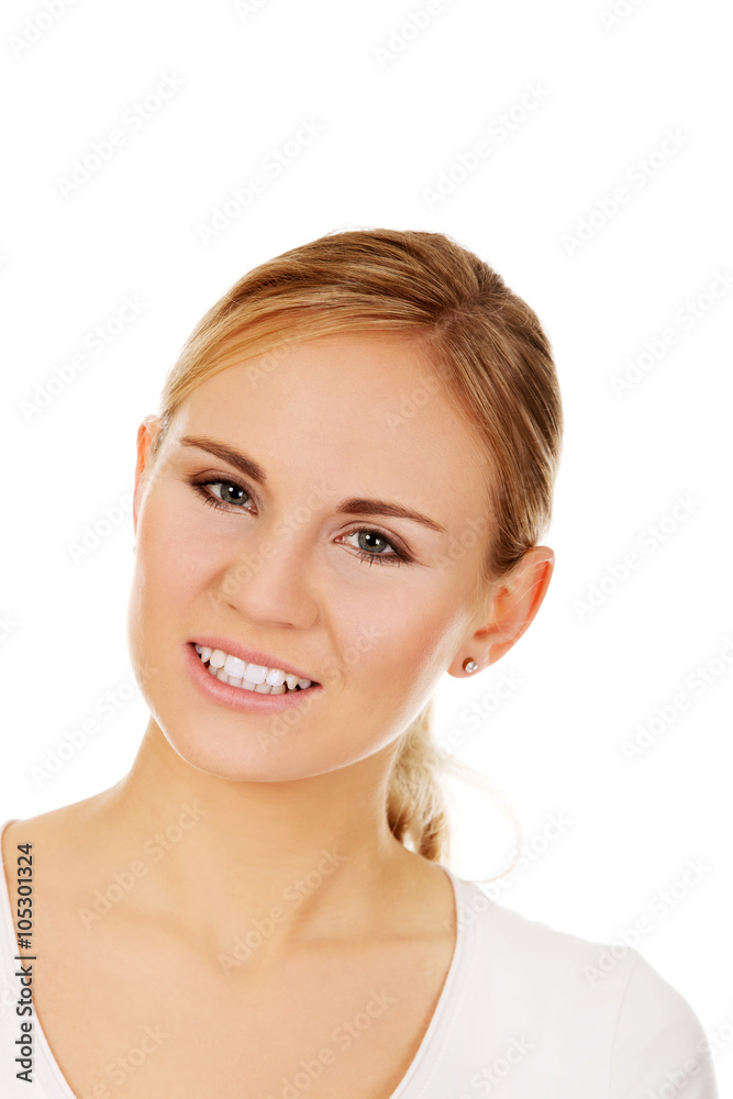 Portrait of young angry woman