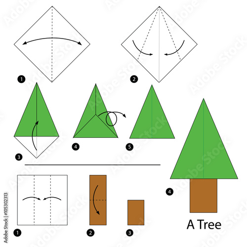 step by step instructions how to make origami a tree.