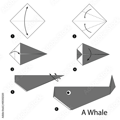 step by step instructions how to make origami a whale.