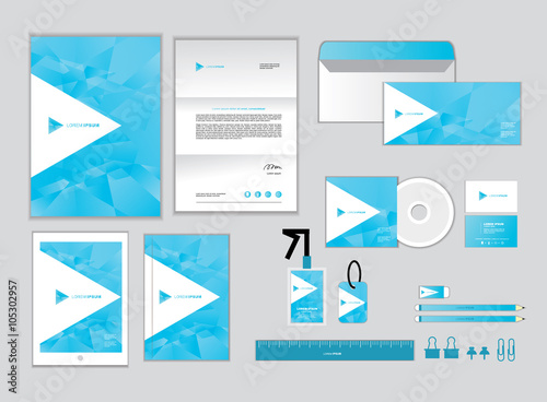 corporate identity template for your business includes CD Cover, Business Card, folder, ruler, Envelope and Letter Head Designs R