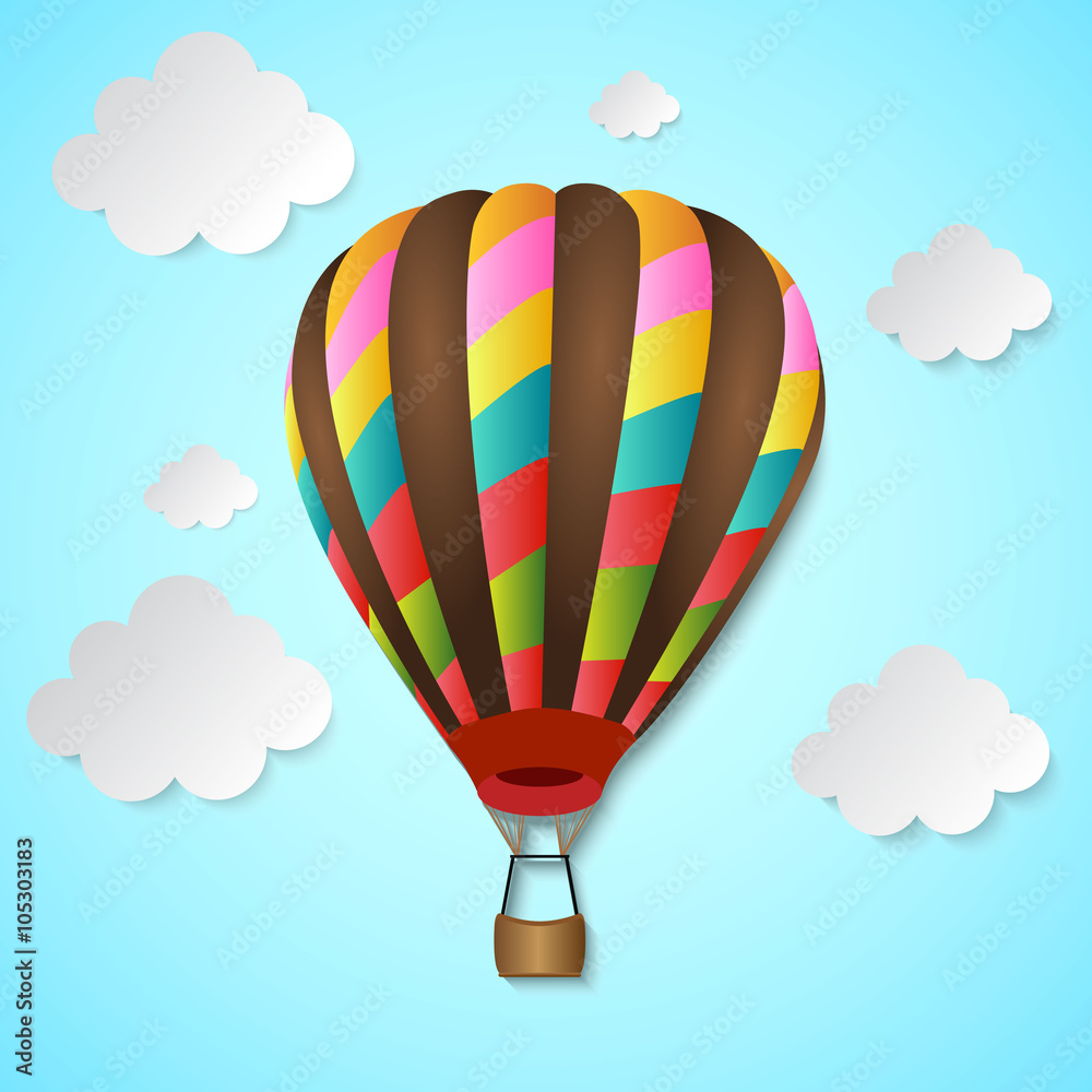 Fototapeta premium Balloon Hot Air and Clouds