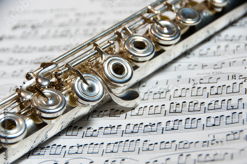 Flute on sheet of music