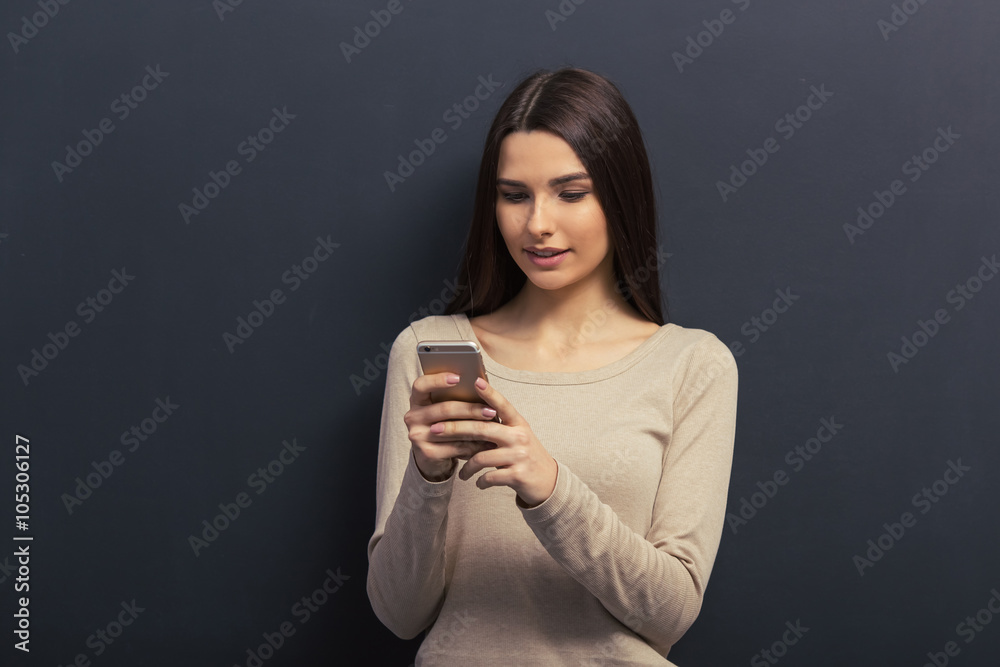 Beautiful student with gadget Beautiful student with gadget