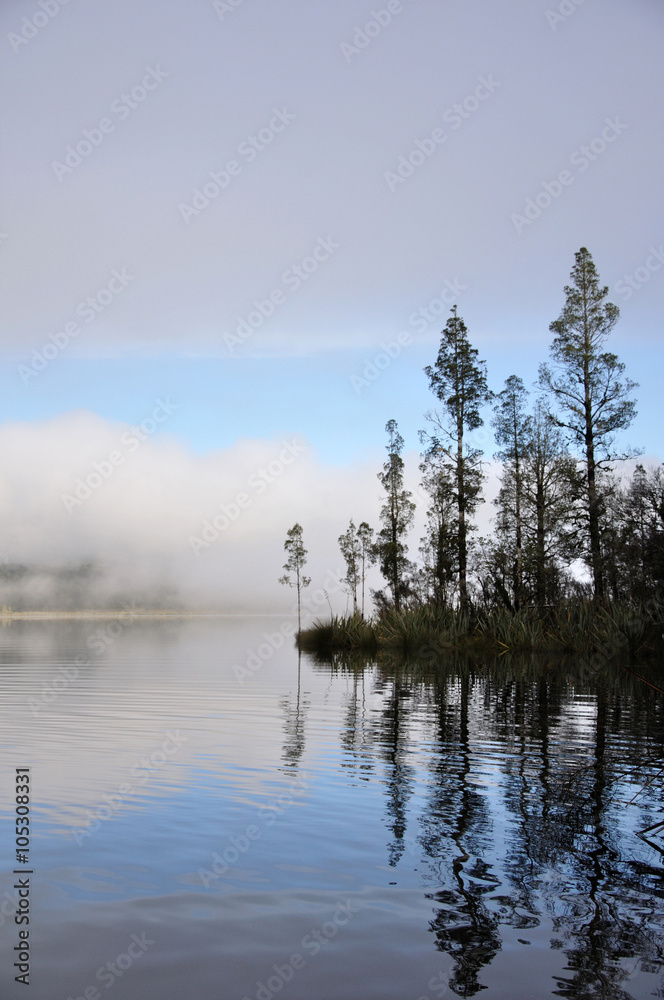 Fototapeta premium Lake Haupiri morning, West Coast, New Zealand