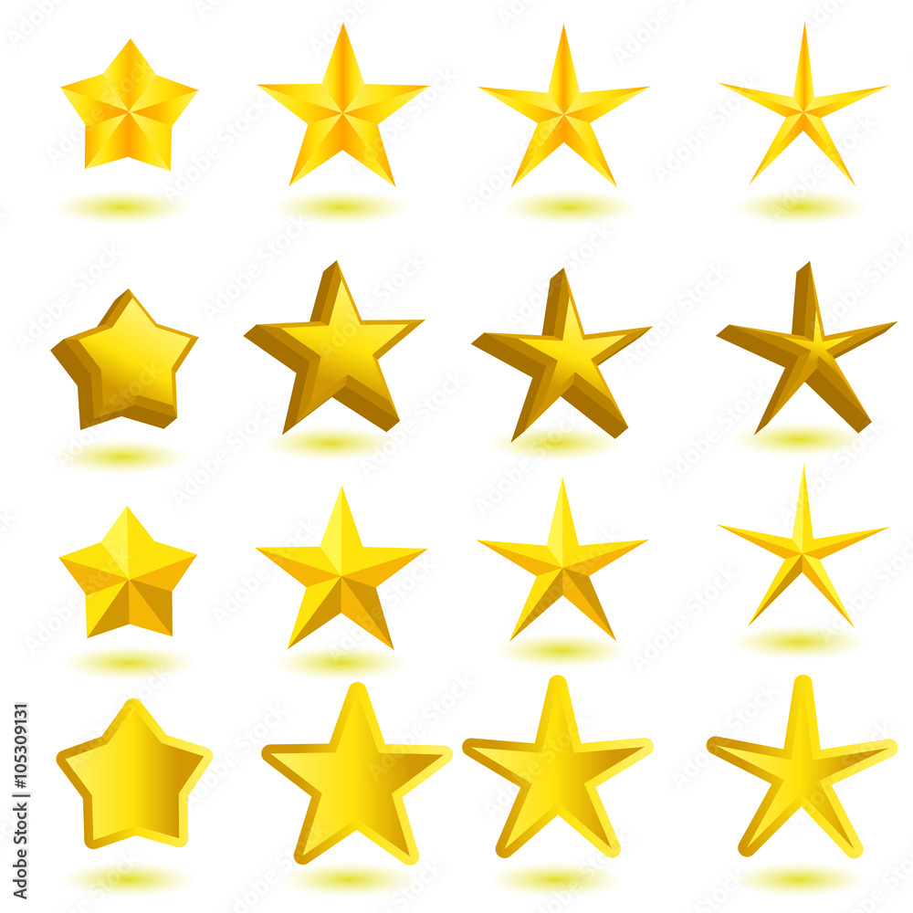 Collection of yellow gold icons for your business stars. Collection of yellow gold icons for your business stars.