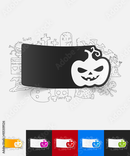 pumpkin paper sticker with hand drawn elements