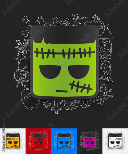 zombie paper sticker with hand drawn elements