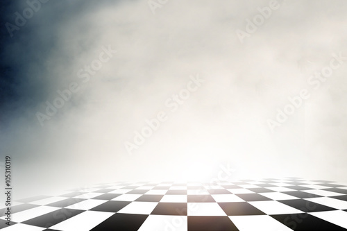 checkered background, sport racing on over cloud sky [Blur and Select focus background]