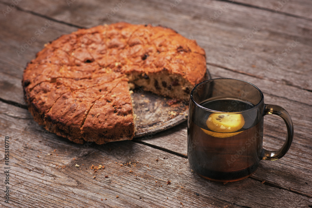 homemade nut cake a tree with lemon tea homemade nut cake a tree with lemon tea
