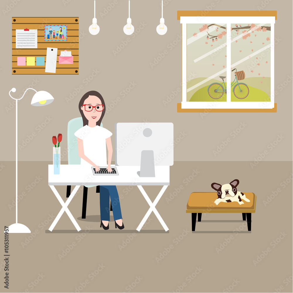 People working at home as a freelancer or remote work.illustrati People working at home as a freelancer or remote work.illustrati