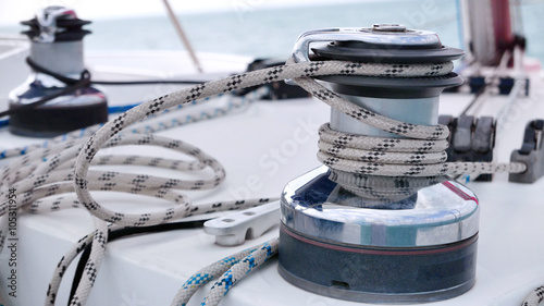 Rope of Sailing white boat.