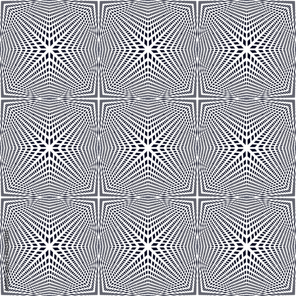 Geometric seamless op art pattern in monochrome. Abstract decorative background vector design. Simple to edit, without gradient. Geometric seamless op art pattern in monochrome. Abstract decorative background vector design. Simple to edit, without gradient.
