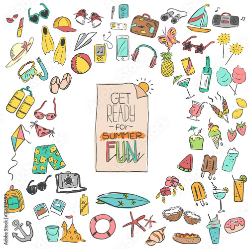 Summer objects color Icons pack