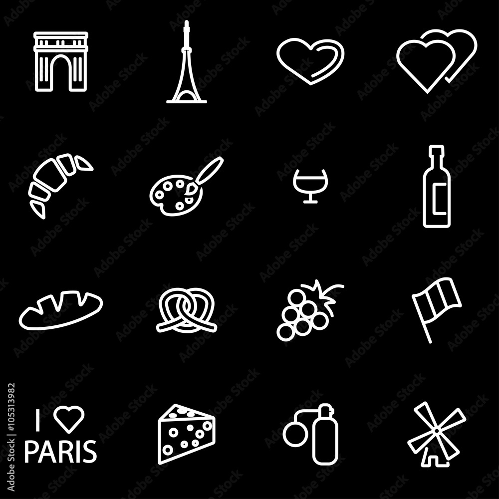 Vector line paris icon set. Paris Icon Object, Paris Icon Picture, Paris Icon Image - stock vector Vector line paris icon set. Paris Icon Object, Paris Icon Picture, Paris Icon Image - stock vector