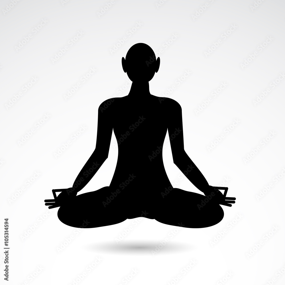 Meditation vector icon on white background.