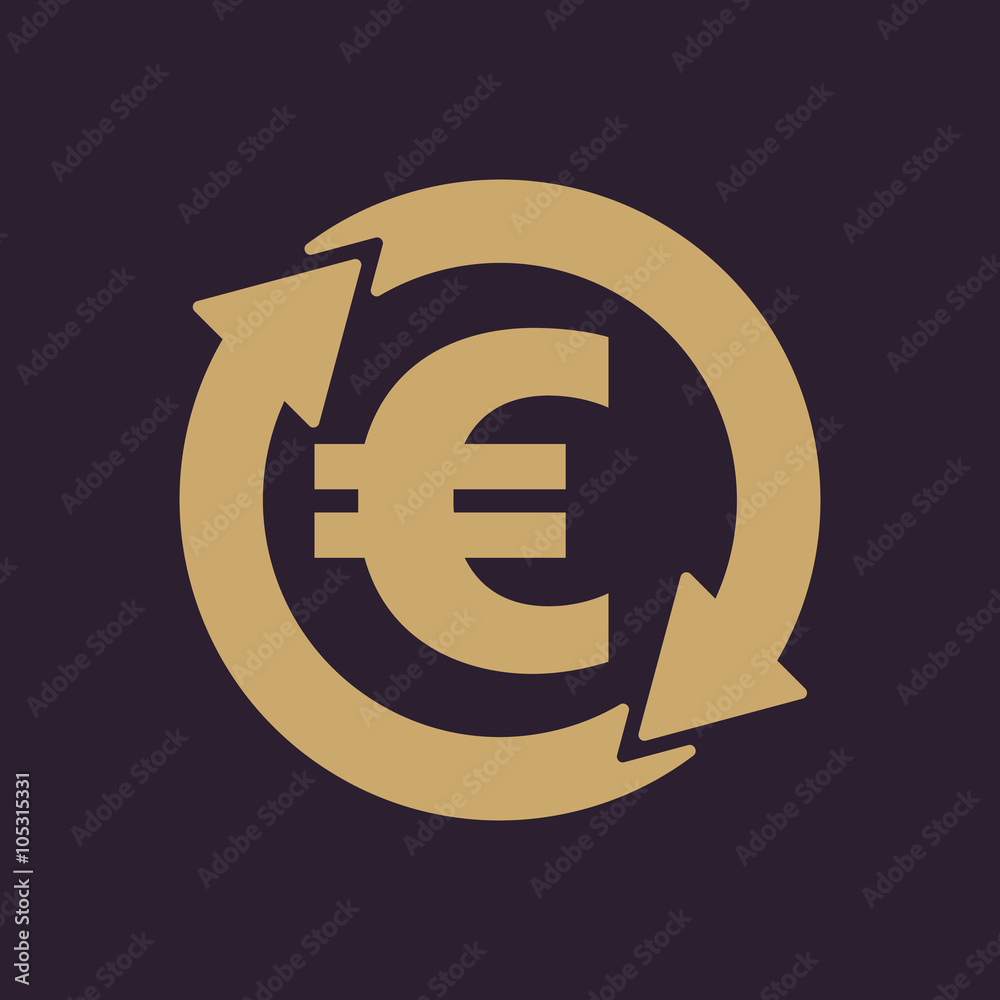 The currency exchange euro icon. Cash and money, wealth, payment symbol. Flat The currency exchange euro icon. Cash and money, wealth, payment symbol. Flat