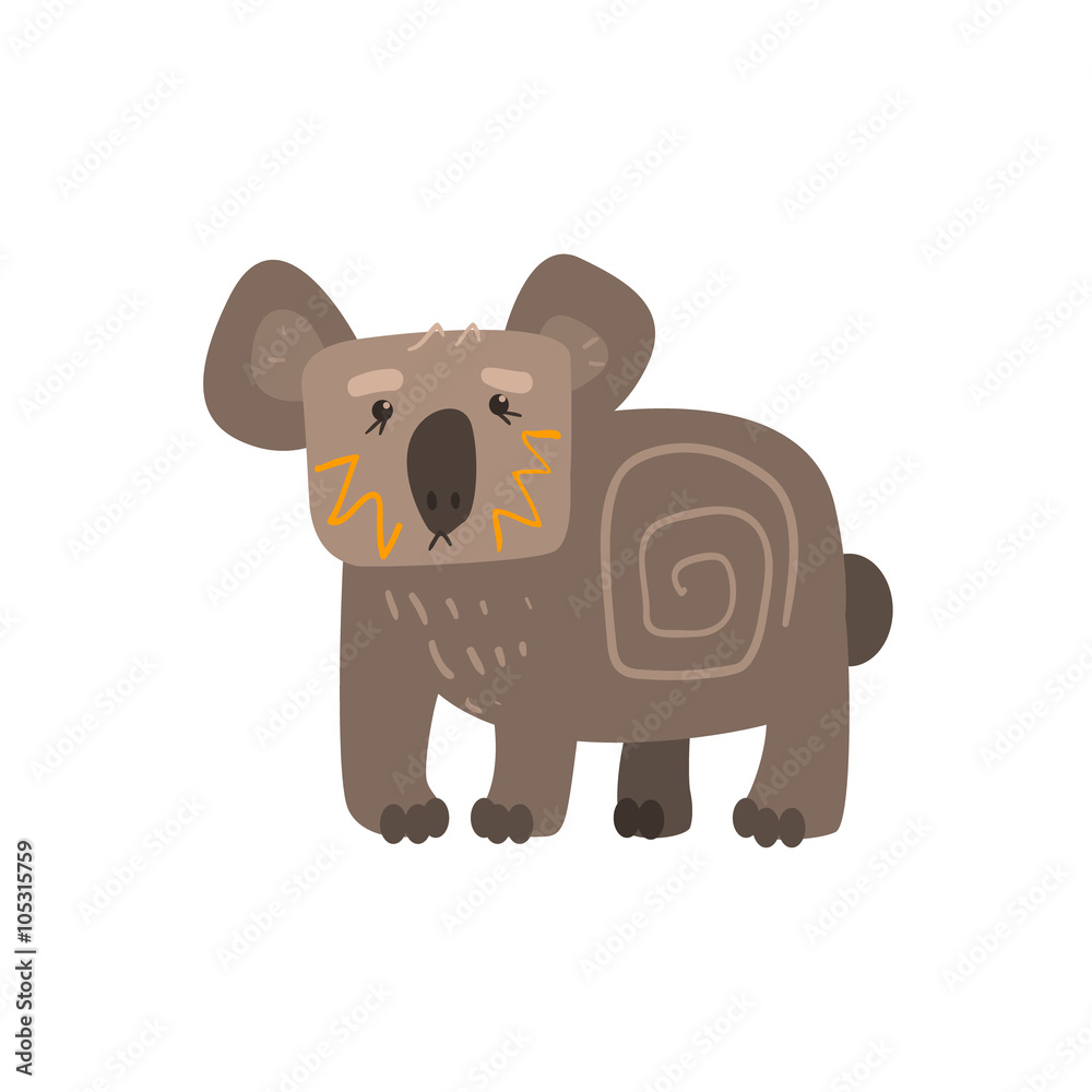 Fototapeta premium Koala Standing Flat Cartoon Stylized