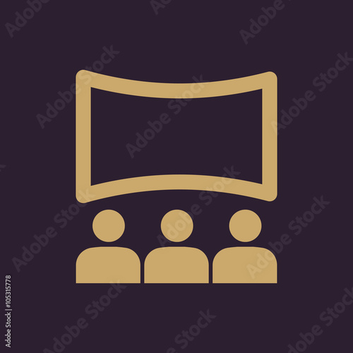 The movie house icon. Theater and show, cinema, presentation symbol. Flat