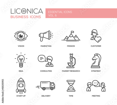 Office, business modern thin line design icons and pictograms