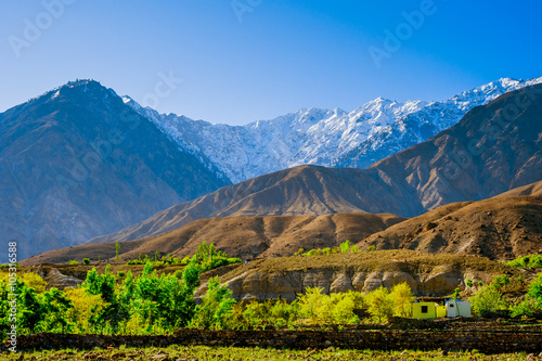 Beautiful Landscape of Shispare peak in Autumn season. Northern Area of Pakistan