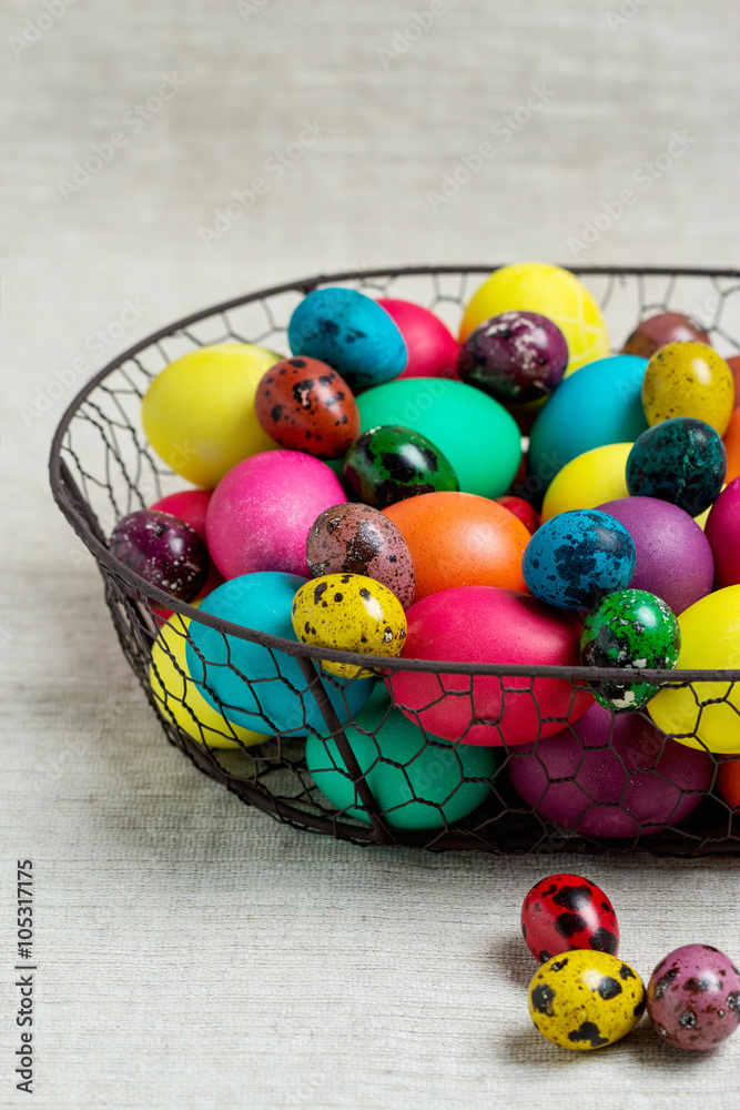 Multi-colored Easter eggs. Multi-colored Easter eggs.