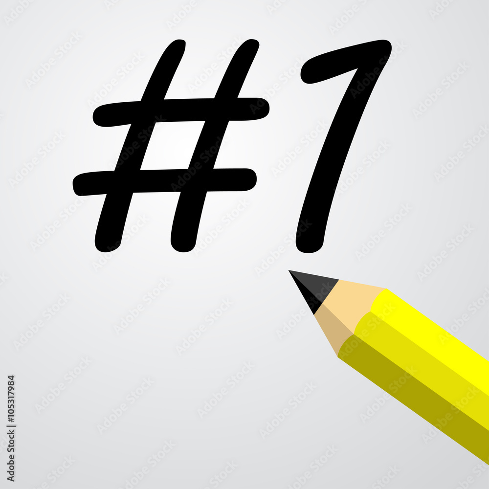 Simbolo 01 Icono plano simbolo numero 1 con lapiz negro Stock Vector | Adobe Stock