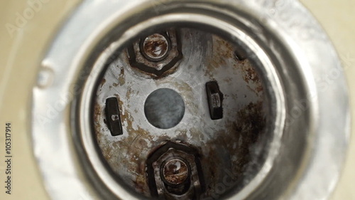Close up of grinding chamber of a food waste disposer