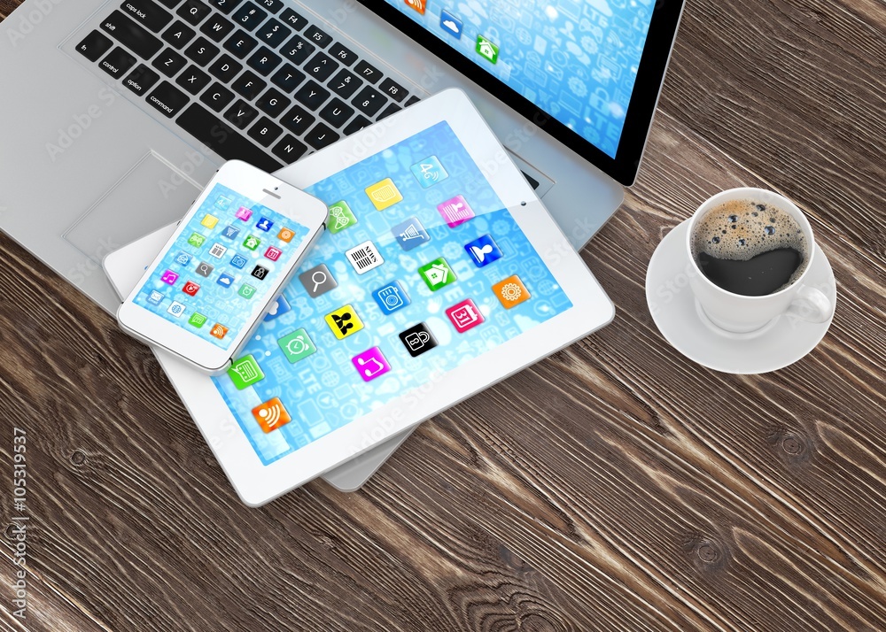 Laptop, phone and tablet pc. Laptop, phone and tablet pc.