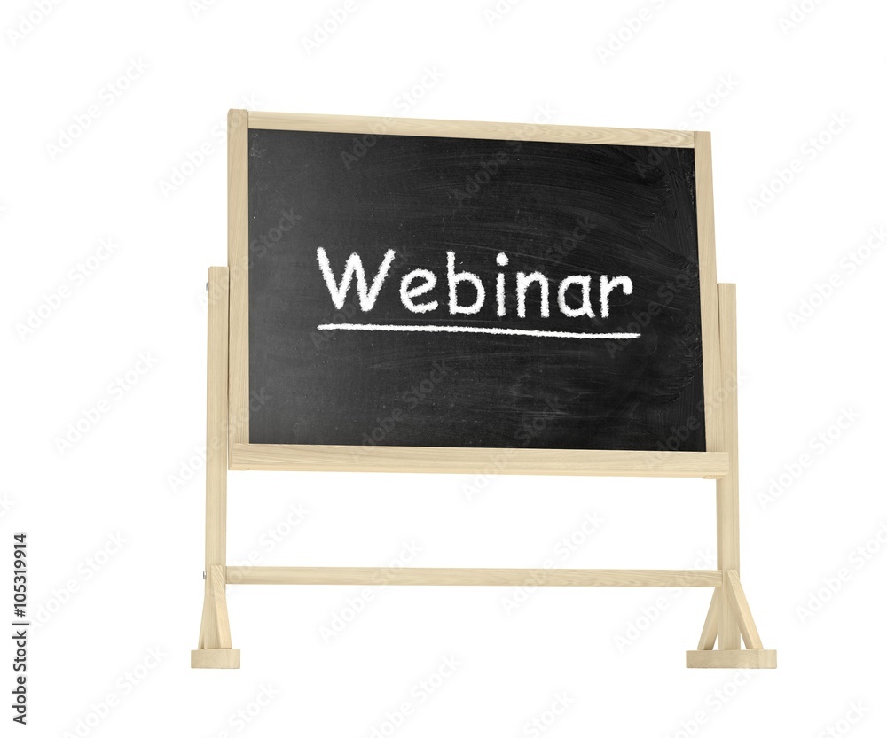 Fototapeta premium Webinar concept. Blackboard, chalkboard isolated on white