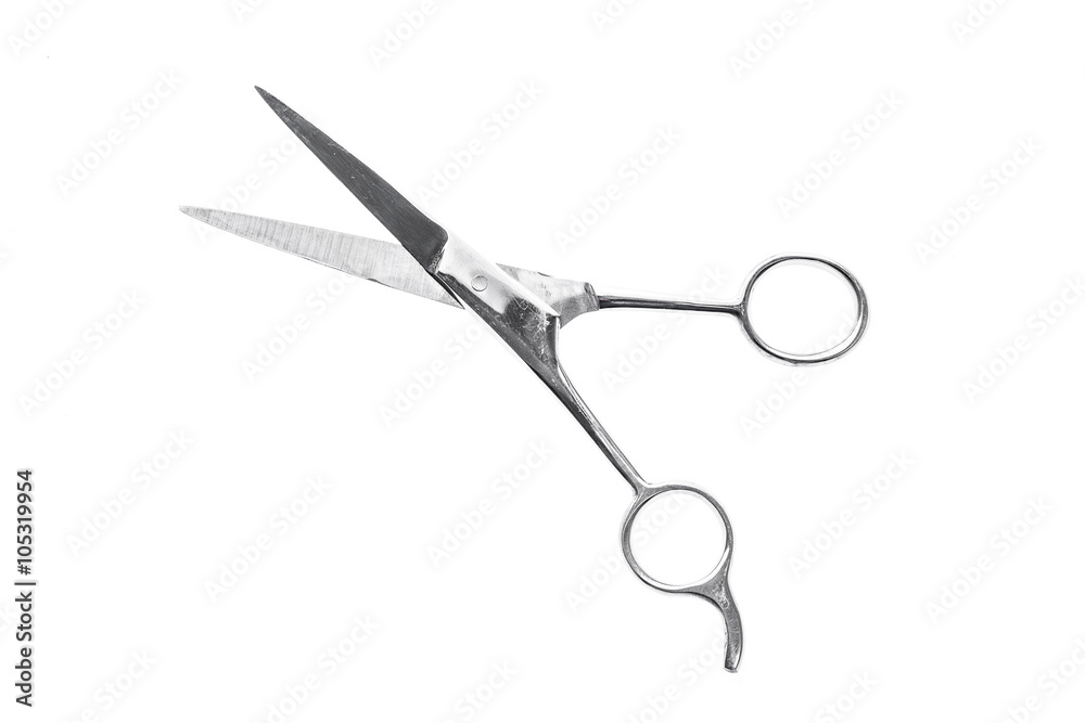 Hairdresser or barber silver professional scissors Hairdresser or barber silver professional scissors