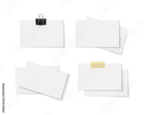 Set of blank white business cards photo