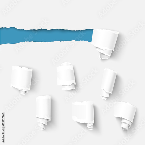 Torn paper with a roll collection