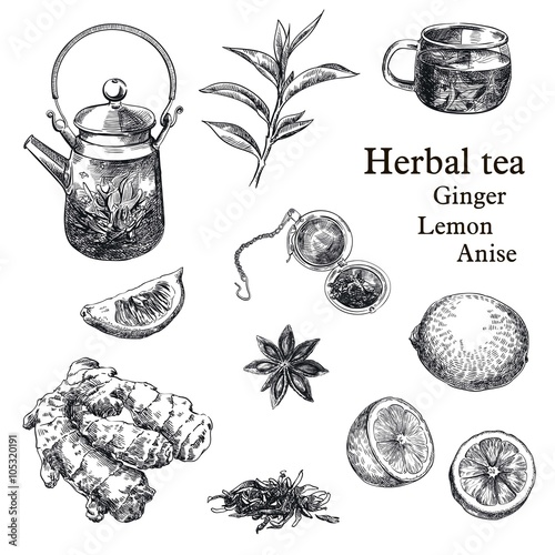 natural tea, lemon, ginger and star anise