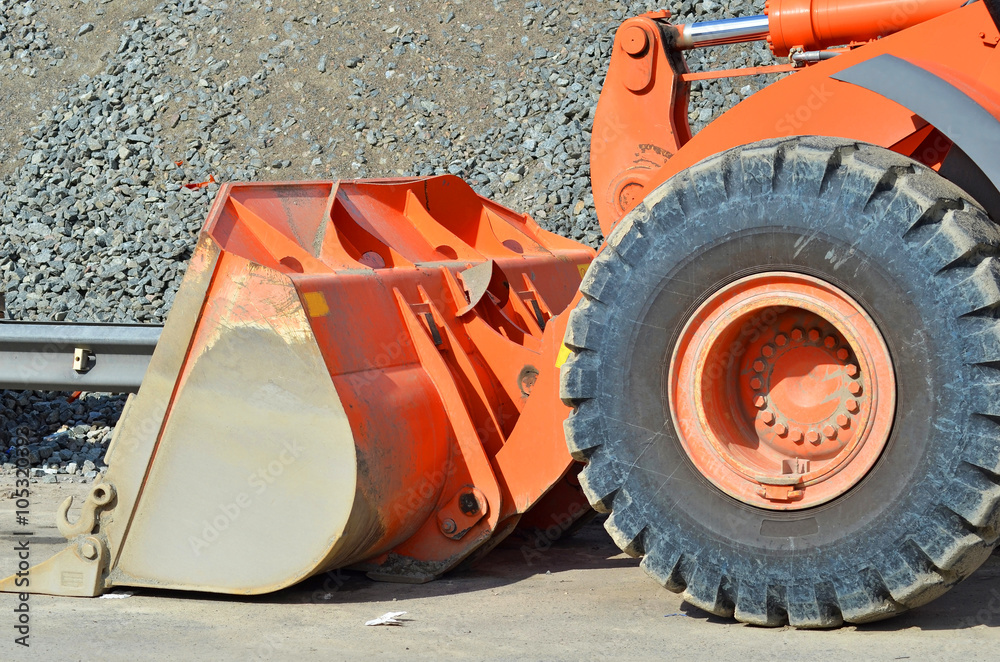 Bulldozer on road construction site