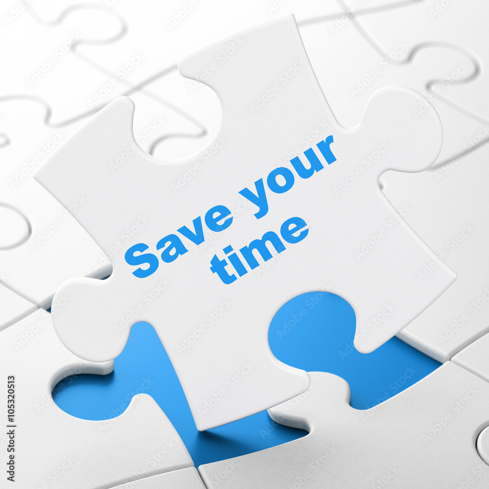 Timeline concept: Save Your Time on puzzle background Timeline concept: Save Your Time on puzzle background