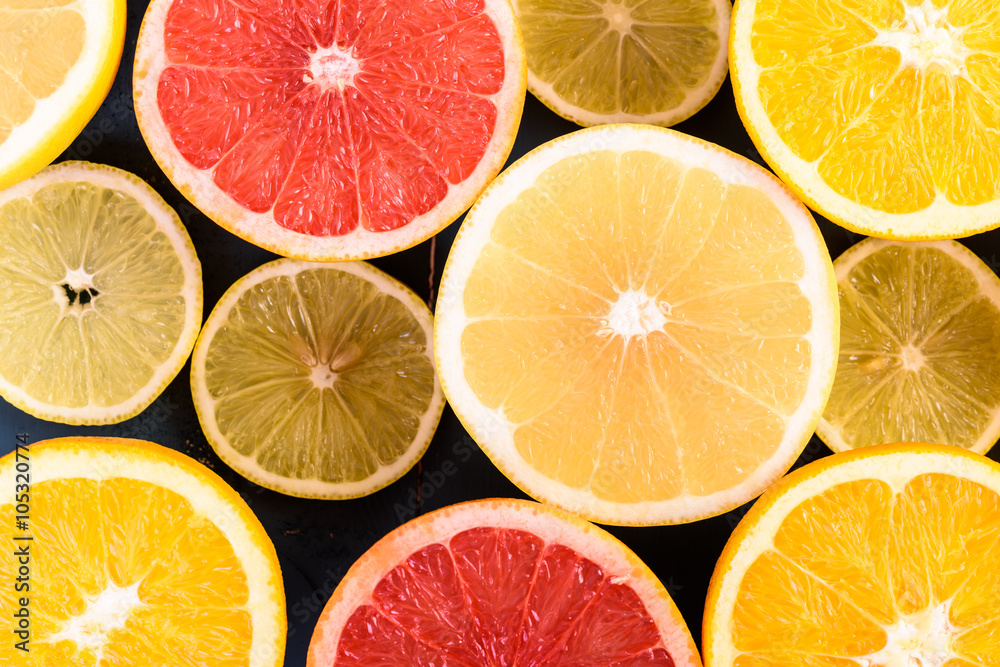 Orange, Grapefruit And Lemon Citrus Fruit Slices Orange, Grapefruit And Lemon Citrus Fruit Slices
