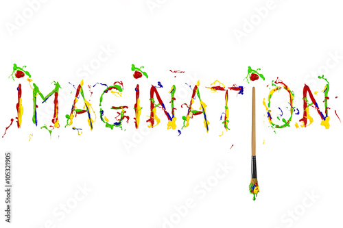 Word imagination painted by multicolor paint