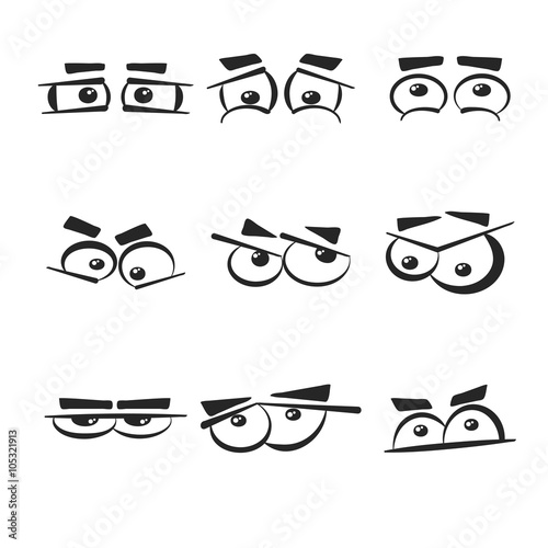 Set of eye emotions, isolated on the white background.