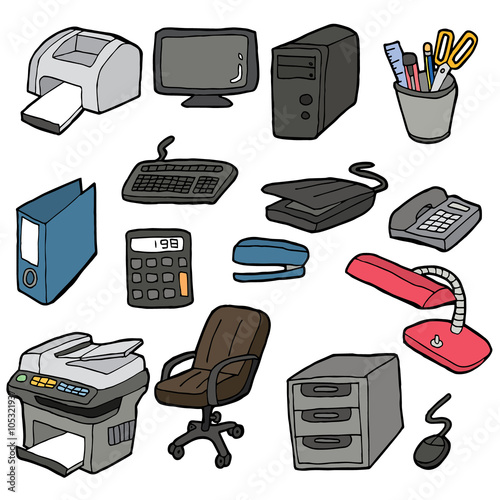 vector set of office accessories