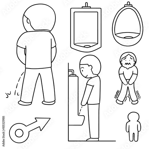 vector set of man peeing