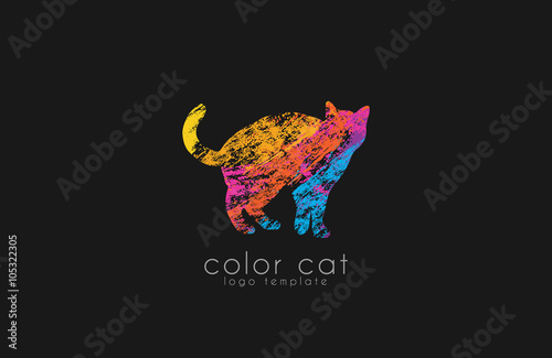 Cat logo. Color cat logo. Creative logo design. Animal logo.